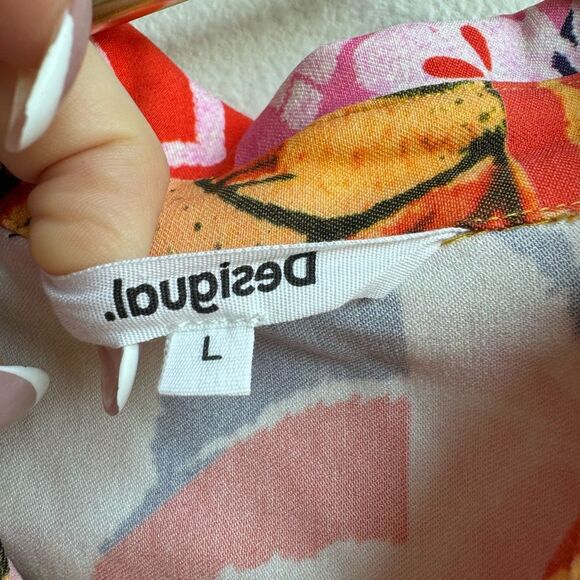 Desigual Maximalist Botanical Floral Bloom Mini Dress Short Sleeve Size Large - Picture 5 of 10